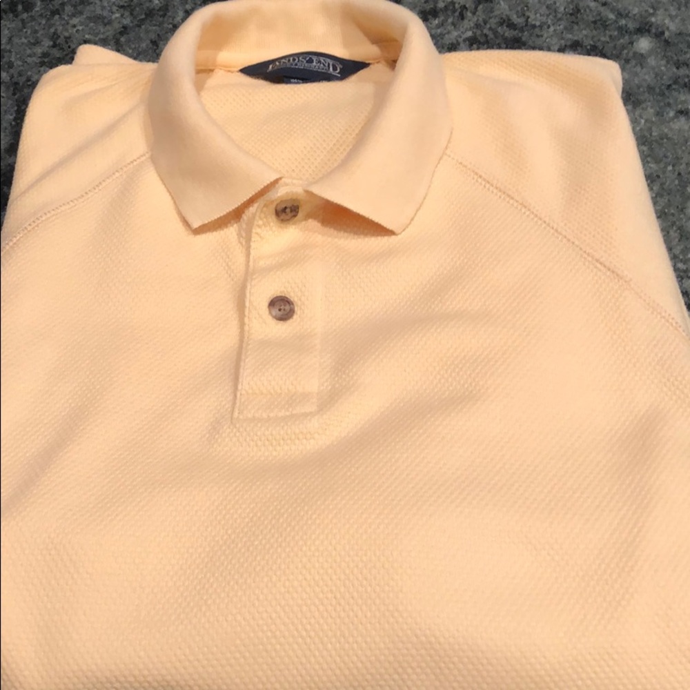 Men's Land's End polo shirt in lemon yellow